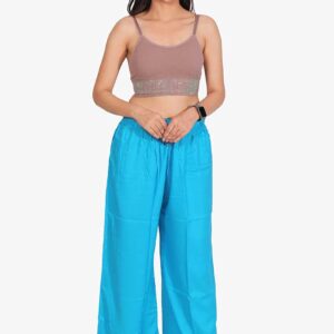 Pure Rayon Cotton Palazzo - Free Size, Firozi