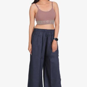 Pure Rayon Cotton Palazzo - Free Size, Navy Blue