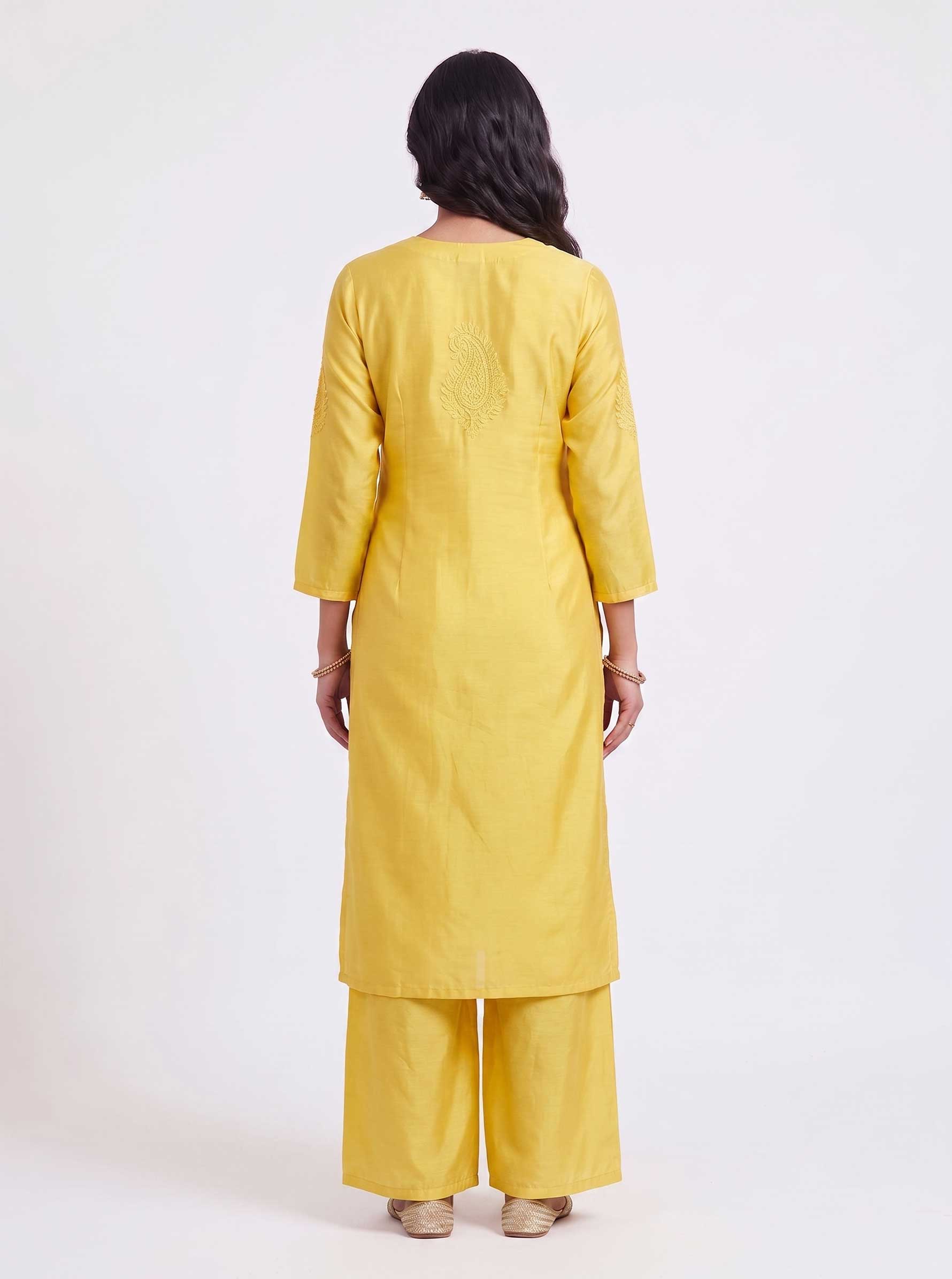 chikankari-kurti-yellow-3