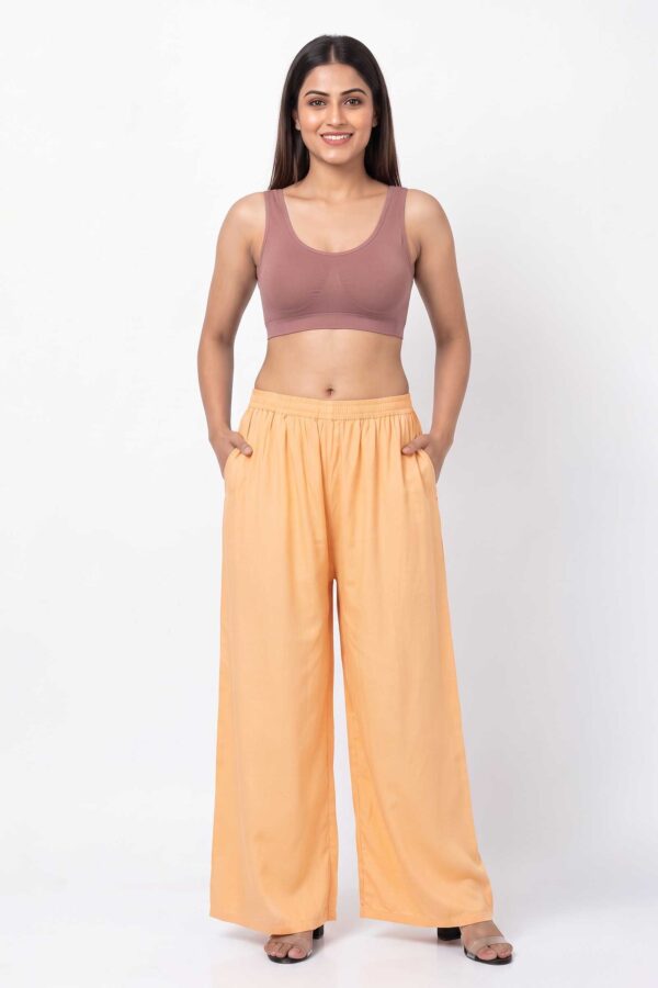Pure Rayon Cotton Palazzo - Free Size, Golden