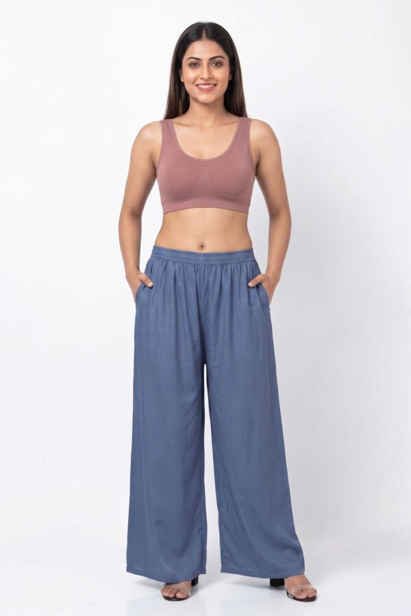 Pure Rayon Cotton Palazzo - Free Size, Grey