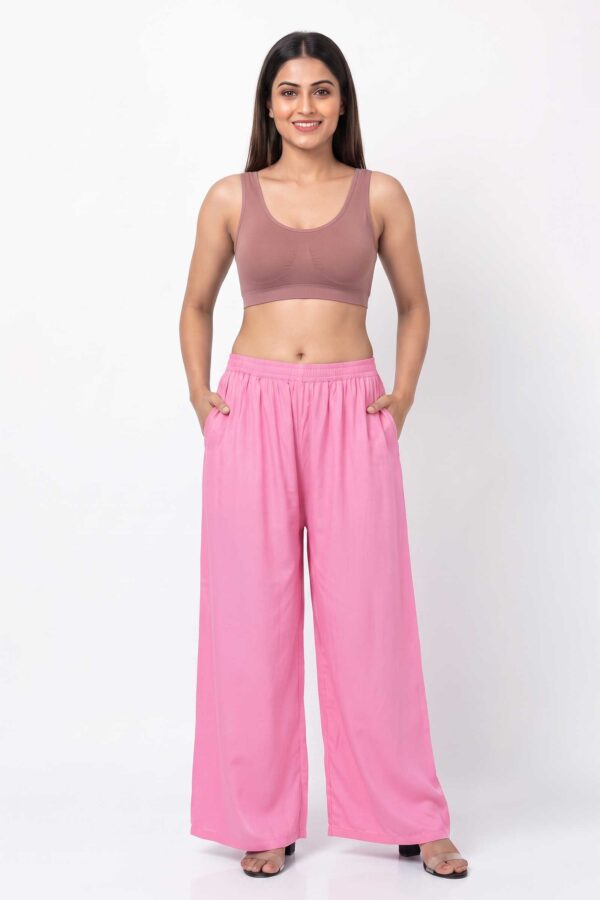 Pure Rayon Cotton Palazzo - Free Size, Pink