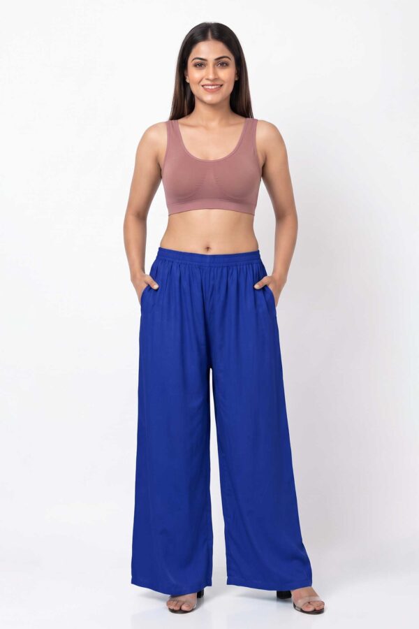 Pure Rayon Cotton Palazzo - Free Size, Royal Blue