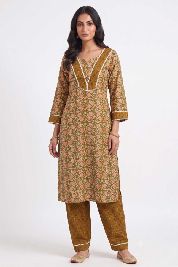 100% Pure Cotton Jaipuri Hand Block Print Kurti with Pant Set | Ethnic Casual